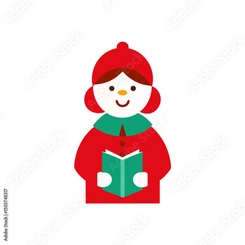 Cartoon Caroler Doodle Vector Clip Art for Christmas