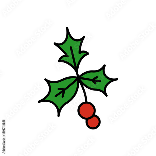 Cartoon Mistletoe Doodle Vector Clip Art for Holiday Kiss
