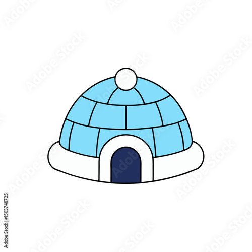 Sketchy Igloo Doodle Vector Clip Art for Winter Landscape