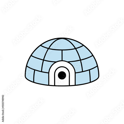 Cartoon Igloo Doodle Vector Clip Art for Winter Time