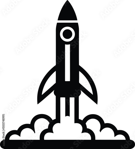 Rocket Launch Icon Outline Vector Illustration