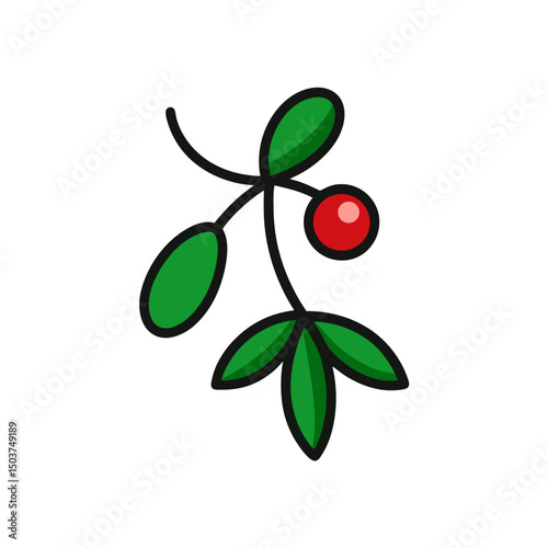 Cute Mistletoe Doodle Vector Clip Art for Christmas Kiss