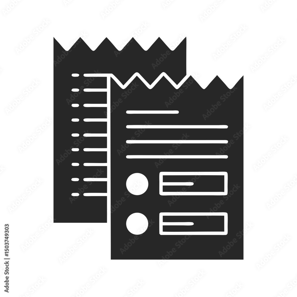 invoice icon vector silhouette illustration isolated on white background invoice icon vector silhouette illustration isolated on white background