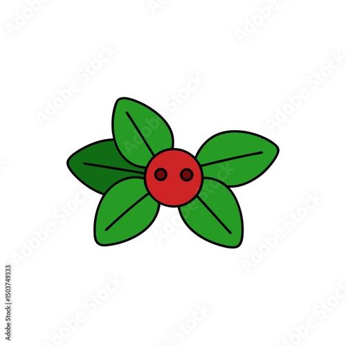 Festive Mistletoe Doodle Vector Clip Art for Holiday Kissing