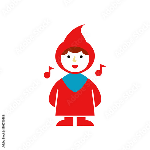 Singing Caroler Doodle Vector Clip Art for Christmas Season