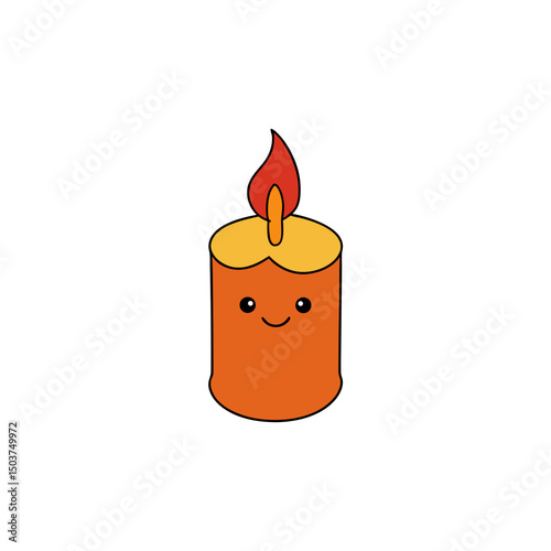 Festive Lit Christmas Candle Doodle Vector Clip Art