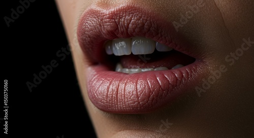 Close-up of a Woman's Lips, Sensual and Alluring Mouth, Soft Pink Tones, Smooth Skin