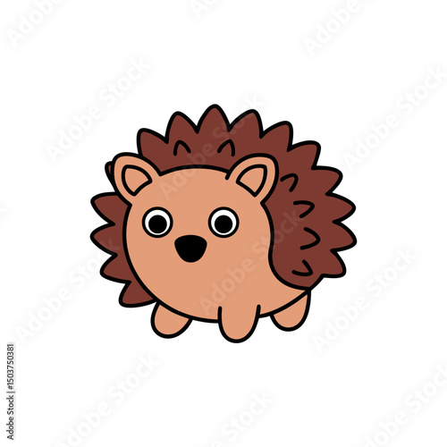 Prickly Hedgehog Doodle Vector Clip Art on White Background Illustration