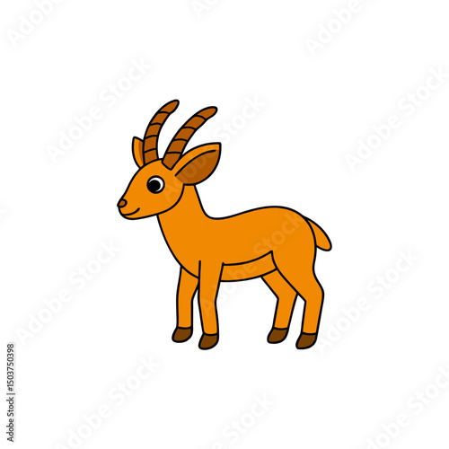 Graceful Antelope Doodle Vector Clip Art on White Background Illustration