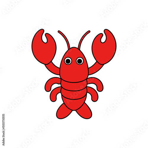 Red Lobster Doodle Vector Clip Art on White Background Illustration