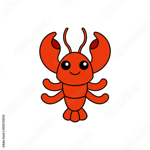 Tasty Lobster Doodle Vector Clip Art on White Background Illustration
