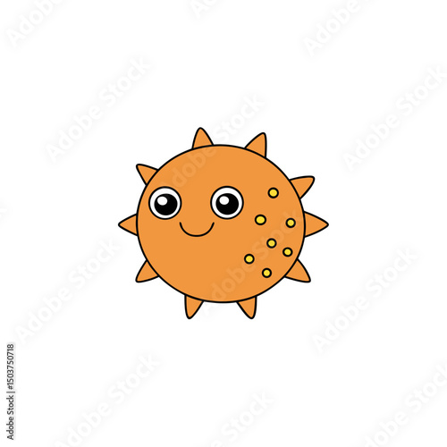 Simple Pufferfish Doodle Vector Clip Art on White Background Illustration