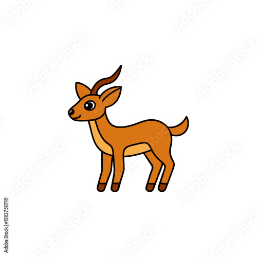 Playful Antelope Doodle Vector Clip Art on White Background Illustration