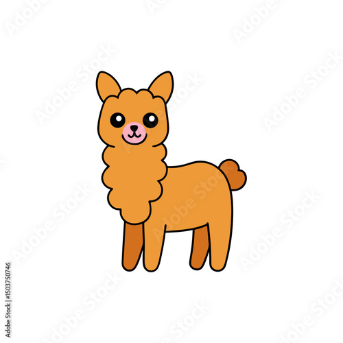 Gentle Llama Doodle Vector Design: Andean Animal Clip Art on White Background