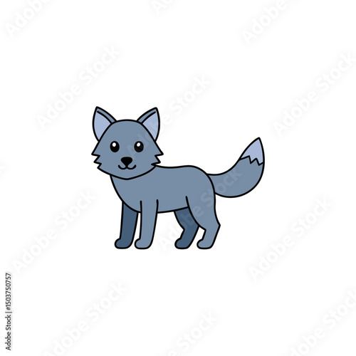 Lone Wolf Doodle Vector Artwork: Wild Predator Clip Art on White Background
