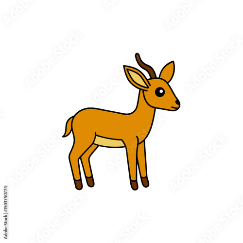 Leaping Antelope Doodle Vector Design: African Plains Clip Art on White