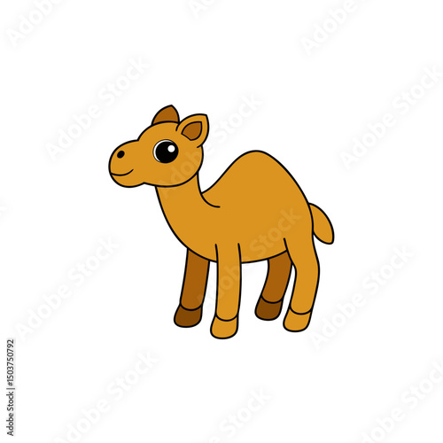 Two-Hump Camel Doodle Vector Design: Desert Animal Clip Art on White