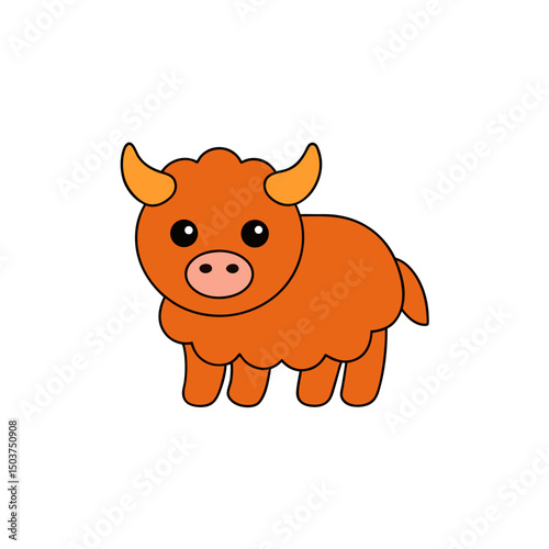 Sturdy Yak Doodle Vector Illustration: Mountain Beast Clip Art on White