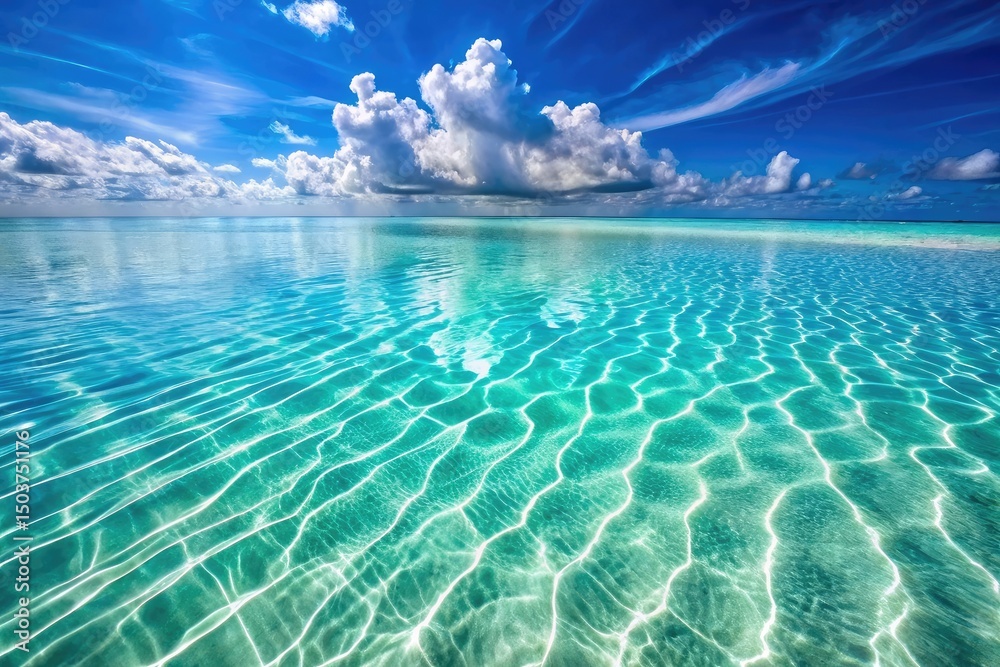 Fototapeta premium Crystal Clear Ocean Water and Blue Sky