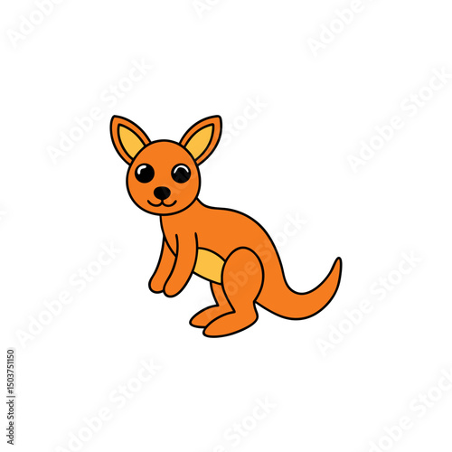 Hopping Kangaroo Doodle Vector Illustration: Wildlife Clip Art on White