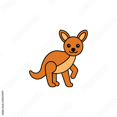 Bounding Kangaroo Doodle Vector Design: Australian Clip Art on White