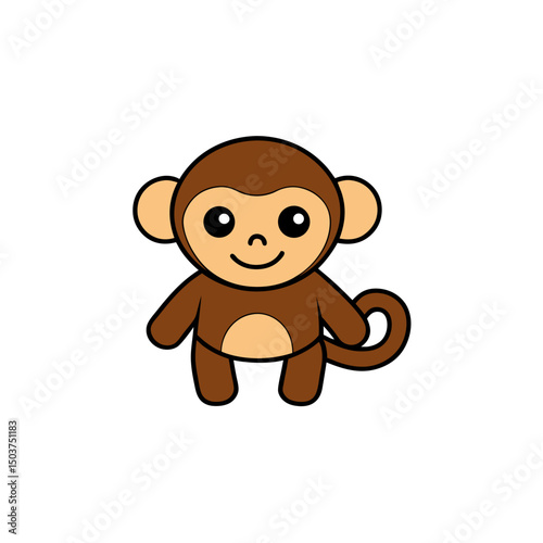 Mischievous Monkey Doodle Vector Graphic: Playful Clip Art on White