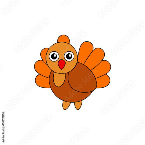 Festive Turkey Doodle Vector Design: Thanksgiving Clip Art on White