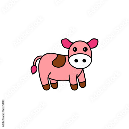 Gentle Cow Doodle Vector Graphic: Farm Animal Clip Art on White Background
