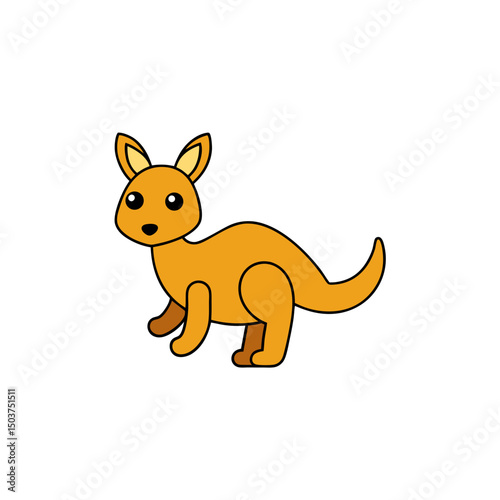 Jumping Kangaroo Doodle Vector Clip Art on White Background for Australian Animals