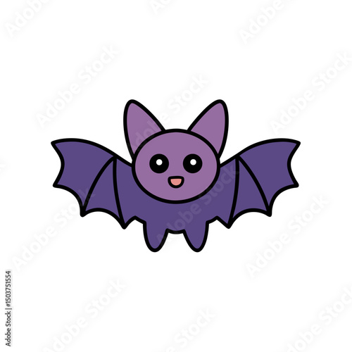 Upside Down Bat Doodle Vector Clip Art on White Background for Spooky Designs
