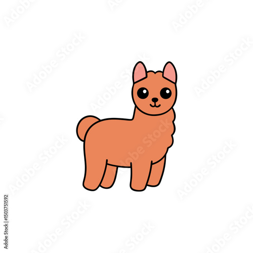 Standing Llama Doodle Vector Clip Art on White Background for South America