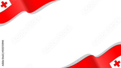 waving Tonga flag frame background with copy space for text. tonga is country in oceania