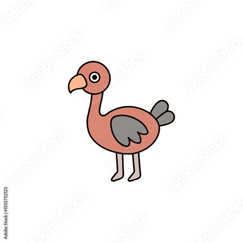 Long-Legged Ostrich Doodle Vector Clip Art on White Background for Crafts