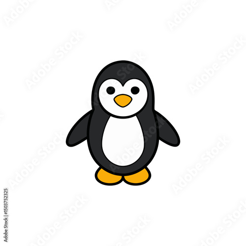 Waddling Penguin Doodle Vector Clip Art on White Background for Your Artwork