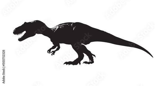  hand drawn silhouette of tyrannosaurus , black silhouettes isolated on white background