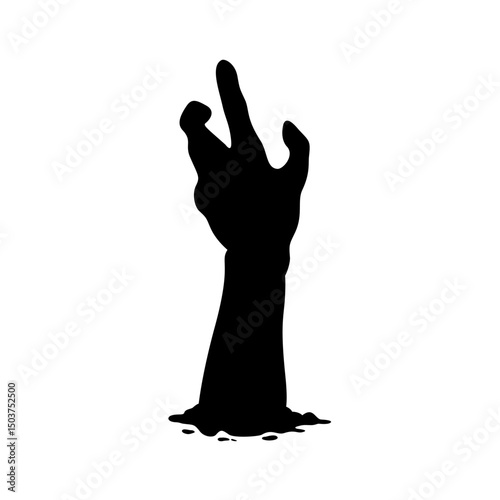 Zombie Hand Silhouette. Horror Halloween Vector Illustration