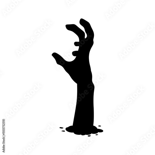 Zombie Hand Silhouette. Horror Halloween Vector Illustration