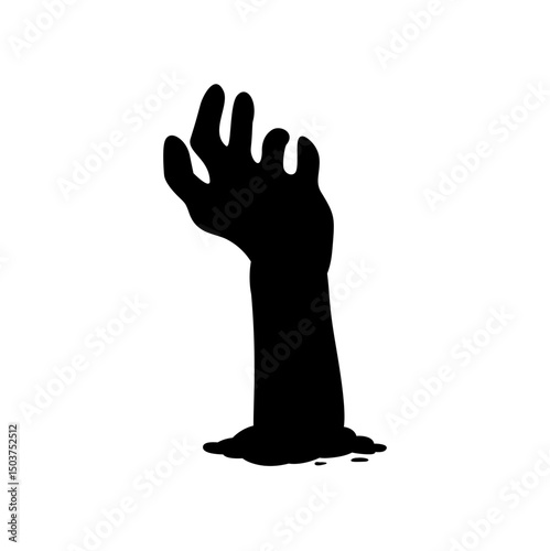 Zombie Hand Silhouette. Horror Halloween Vector Illustration