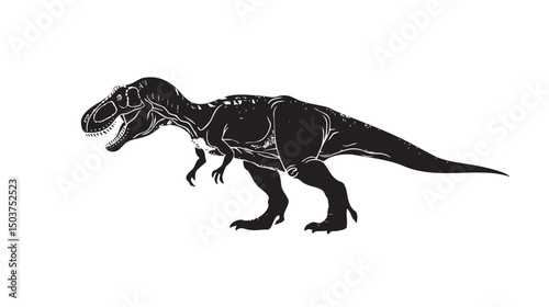  hand drawn silhouette of tyrannosaurus , black silhouettes isolated on white background