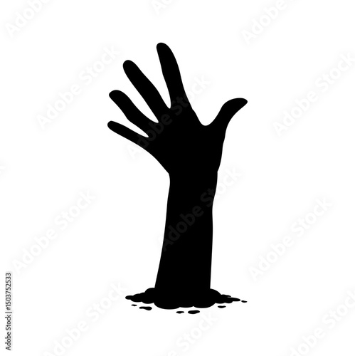 Zombie Hand Silhouette. Horror Halloween Vector Illustration