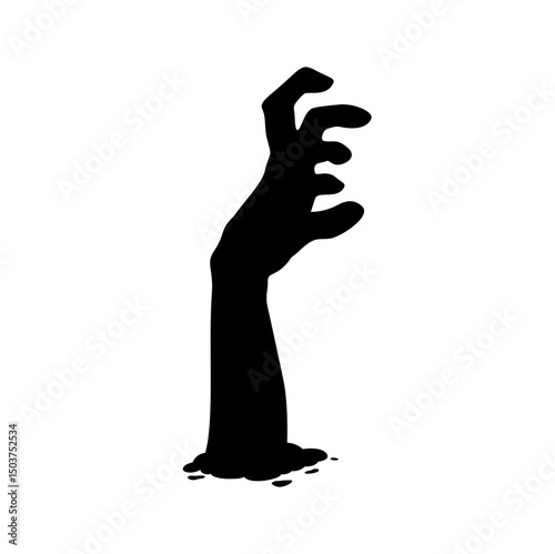 Zombie Hand Silhouette. Horror Halloween Vector Illustration