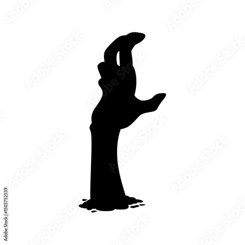 Zombie Hand Silhouette. Horror Halloween Vector Illustration