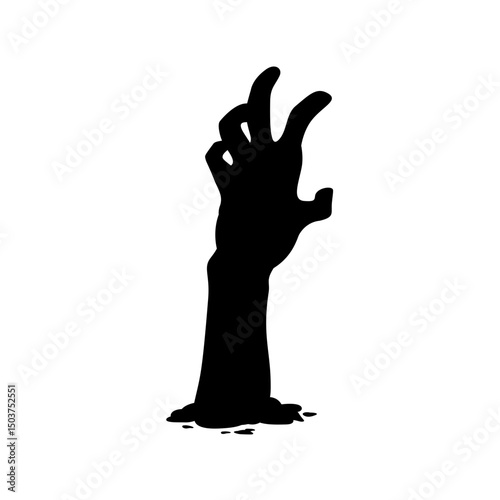 Zombie Hand Silhouette. Horror Halloween Vector Illustration