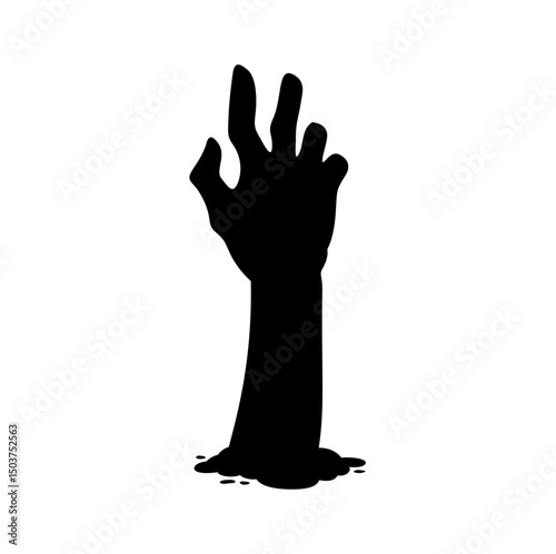 Zombie Hand Silhouette. Horror Halloween Vector Illustration