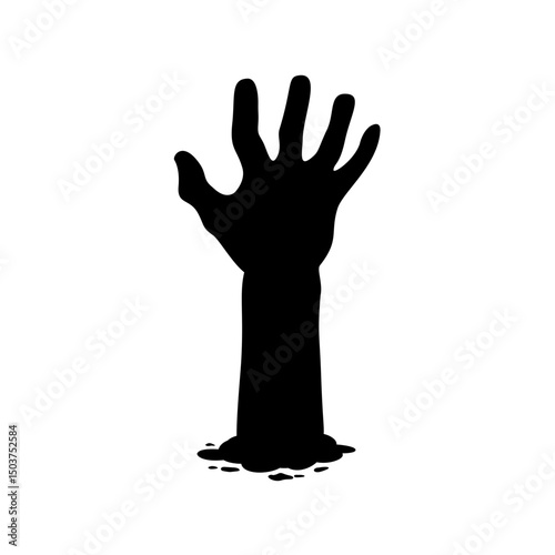 Zombie Hand Silhouette. Horror Halloween Vector Illustration