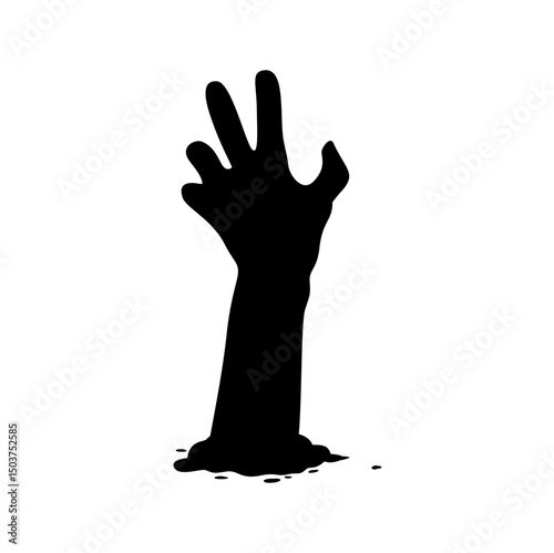 Zombie Hand Silhouette. Horror Halloween Vector Illustration