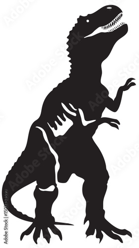  hand drawn silhouette of tyrannosaurus , black silhouettes isolated on white background
