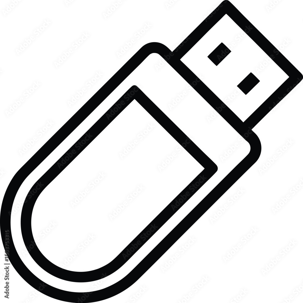 usb icon outline vector illustration