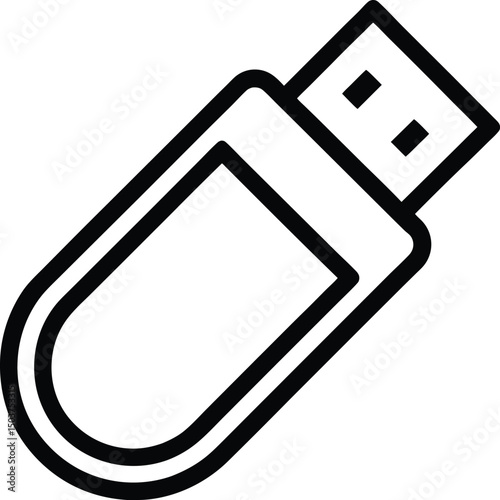 usb icon outline vector illustration