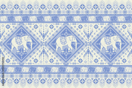 popular elephant pattern in asian style this elephant graphic is fashionable in thailand india and south east asia and this elephant and baby elephant can be for textile industry and any package 